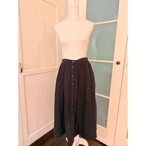 Kittenish x Flag & Anthem Women's Button Front Cotton Midi Skirt Black Medium